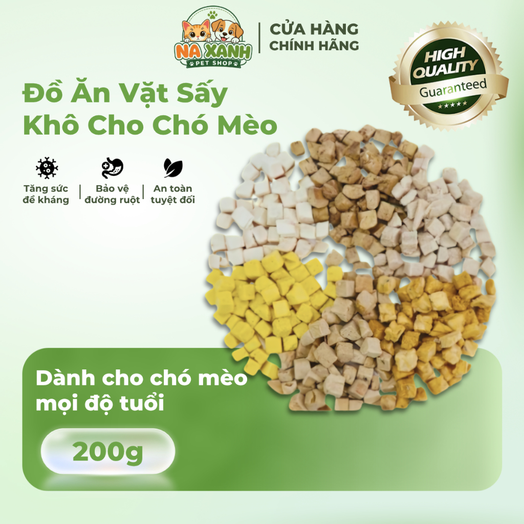 Thức Ăn Sấy Khô Cao Cấp Dành Cho Chó Mèo [ Vị Gan Viên, Gan Gà, Ức Gà, Trứng Sấy ] - Na Xanh Petshop