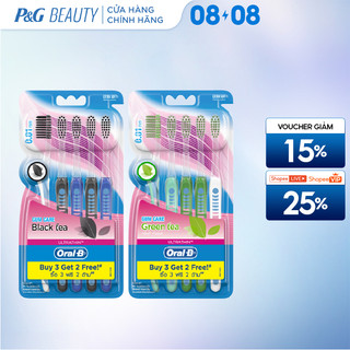 Bàn chải oral-b tinh chất trà xanh/ trà đen - vỉ 5 cây