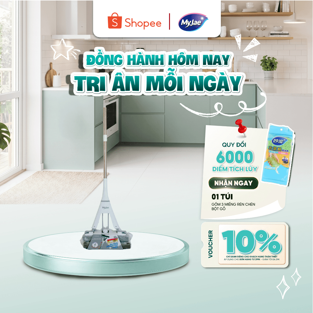 Cây Lau Nhà Mút Xốp Thấm Hút Nước PVA MyJae