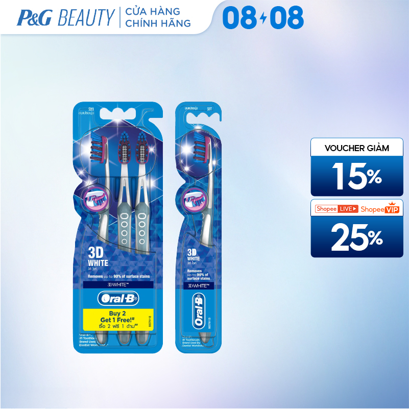 Bàn Chải ORAL-B 3D White - Vỉ 1 Cây/ 3 Cây