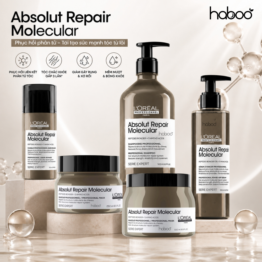 Dầu Gội & Mặt Nạ, Xả Serum Absolut Repair Molecular Loreal Professionnel Phục Hồi Hư Tổn, Chắc Khỏe 