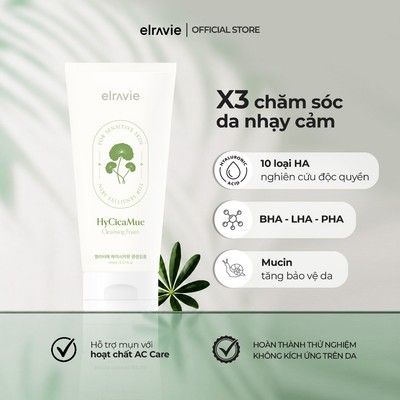 Sữa rửa mặt làm dịu Elravie HyCicaMue Cleansing Foam 150ml