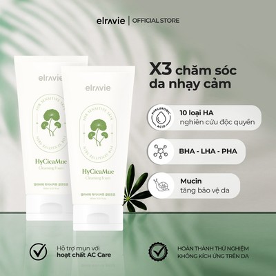Set 2 Sữa Rửa Mặt Làm Dịu Elravie HyCicaMue Cleansing Foam 150ml