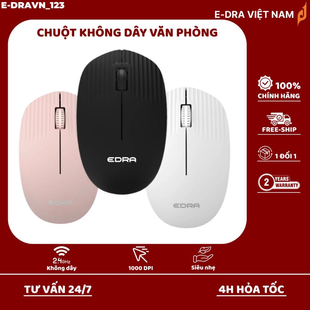 Chuột Văn Phòng Không Dây Giá Rẻ Bảo Hành Chính Hãng EDRA EM608W | BigBuy360 - bigbuy360.vn