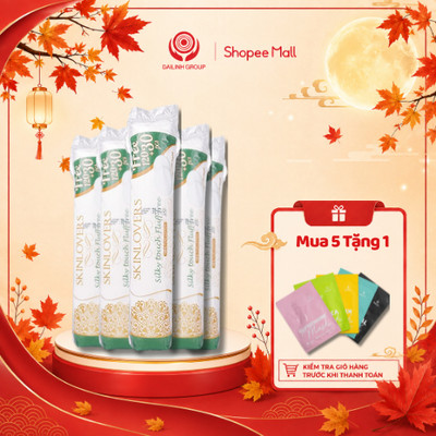[Tặng 1 mặt nạ] COMBO 5 Bông tẩy trang Skinlovers 120+30 miếng siêu mềm mịn, dùng đắp toner, cotton
