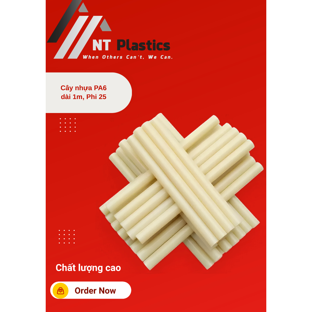 Thanh nhựa PA6 màu trắng, phi 25*1020mm