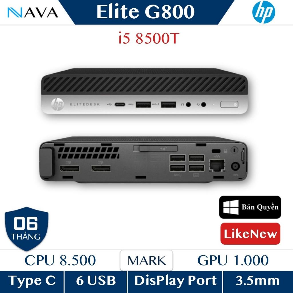 [Cũ] Mini PC Có Win Bản Quyền HP EliteDesk 800 G4 i5 - 8500T DDR4 NVMe UHD