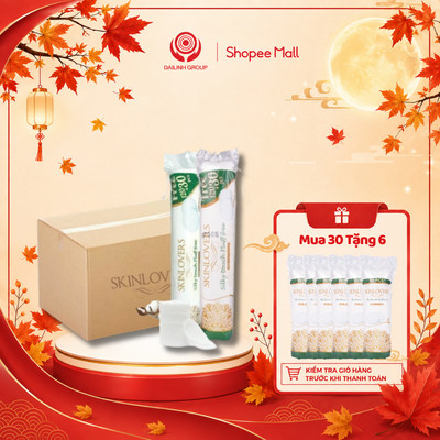 Sỉ  thùng combo  30 cây bông tẩy trang Skinlovers Thổ Nhĩ Kì 150 miếng x 30 gói siêu mềm mịn TẶNG 6 Bông 80 miếng