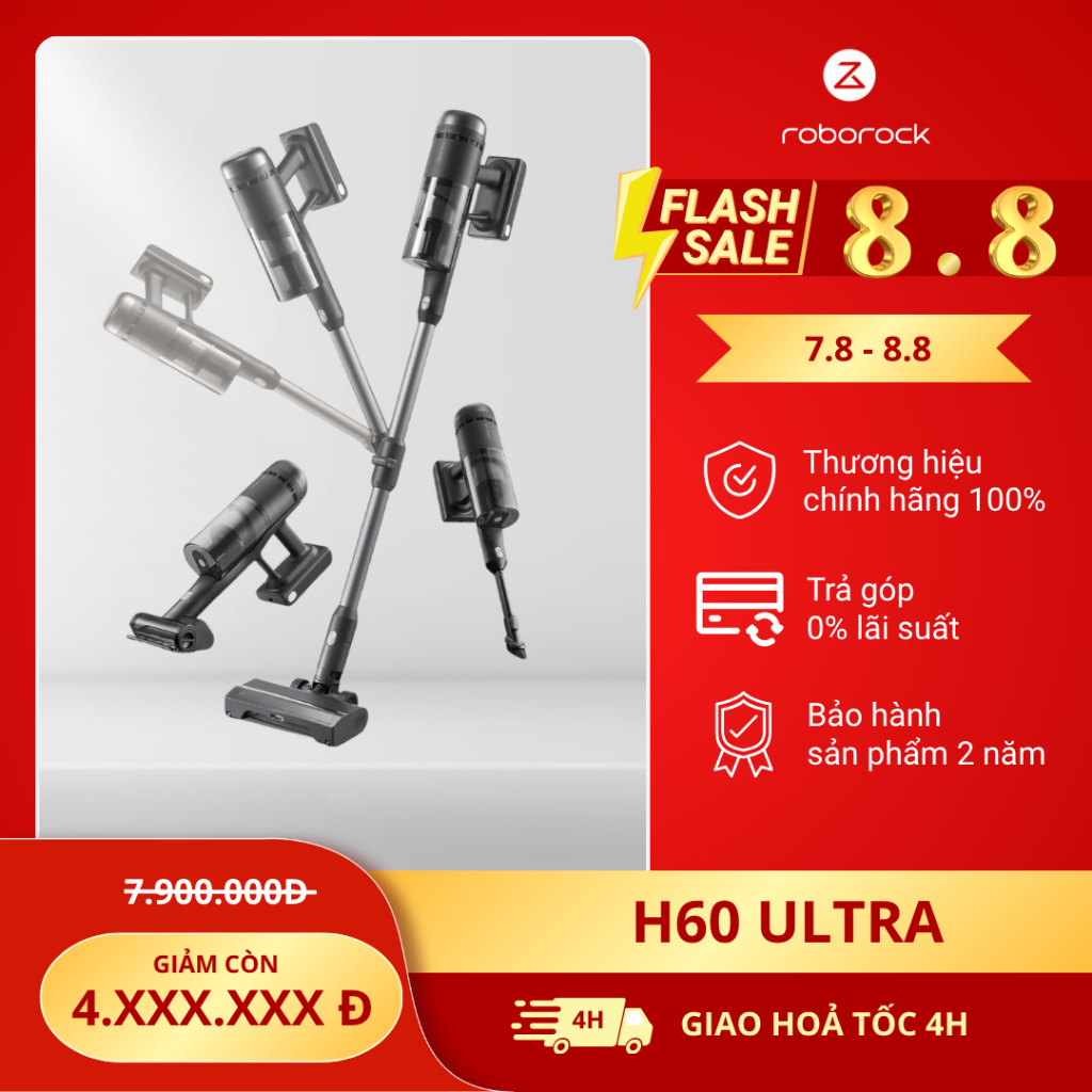 Máy hút bụi cầm tay không dây Roborock H60 Ultra Lực hút mạnh, Thiết kế nhỏ gọn, Lọc bụi hiệu quả