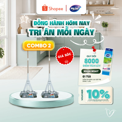 COMBO 2 Cây Lau Nhà Mút Xốp Thấm Hút Nước PVA MyJae