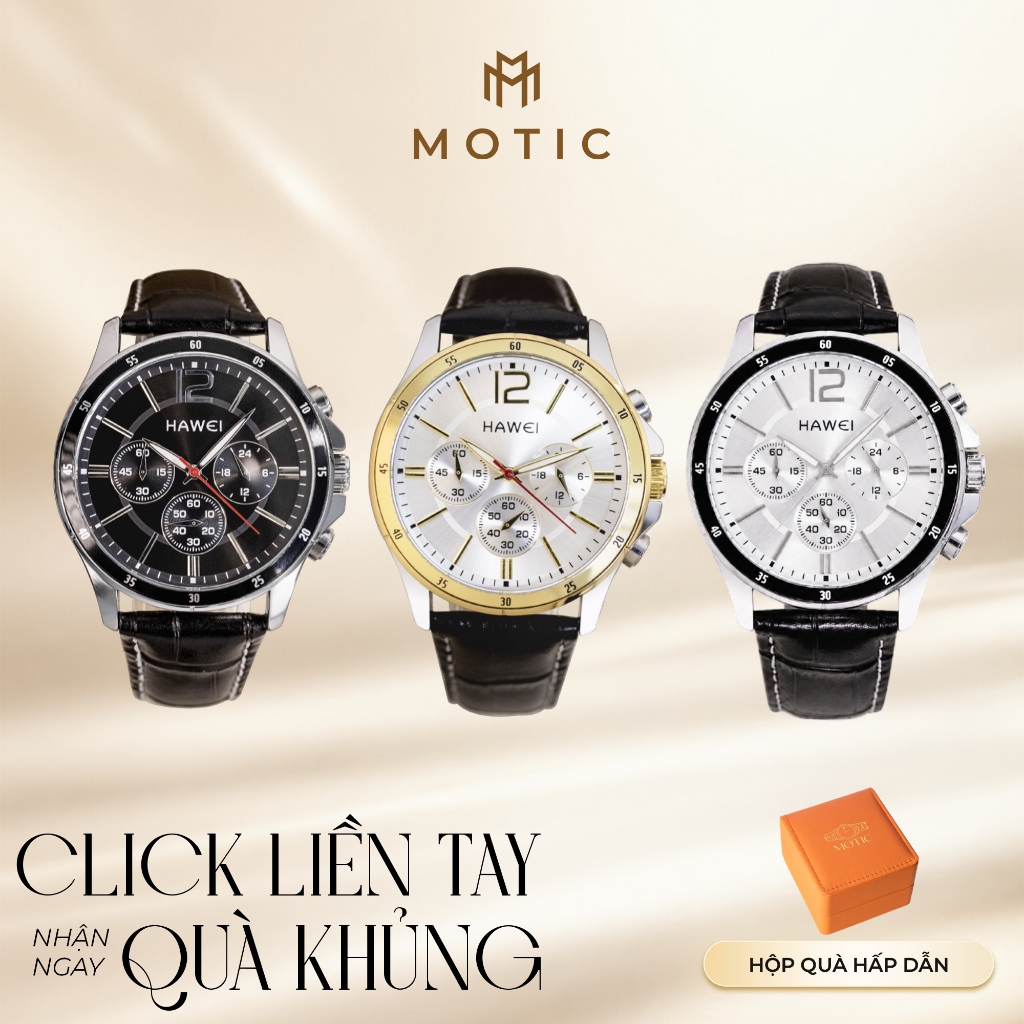 Đồng Hồ Nam Dây Da Hawei 6492 Mặt Tròn Lịch Lãm Phong Thái | MOTIC