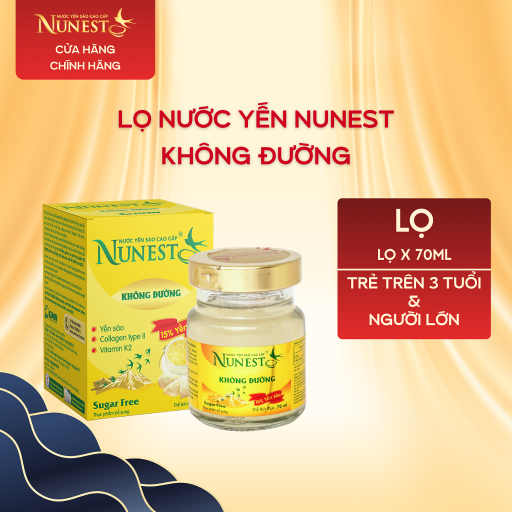 [HÀNG TẶNG KHÔNG BÁN] Lọ Nước Yến Sào NUNEST KHÔNG ĐƯỜNG 15% Yến Sào Ổn Định Đường Huyết Cho Người T