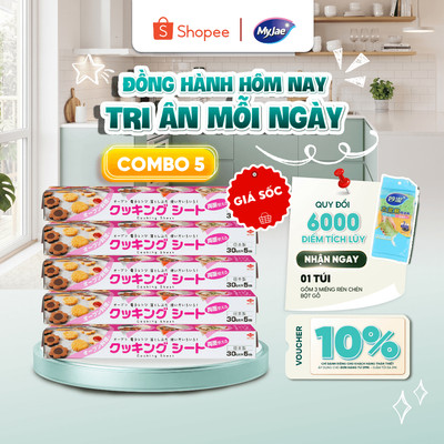 Combo 5 hộp MyJae giấy nến tiện lợi 5m phù hợp lót nồi chiên không dầu, nướng làm bánh
