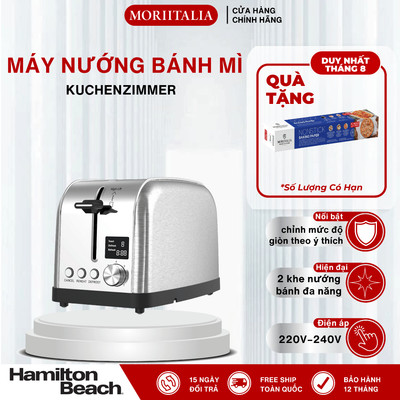 Máy Nướng Bánh Mì 2 Ngăn Inox 430 Hamilton Beach – Điều Chỉnh Độ Giòn, Tự Động Bật Bánh | 015905