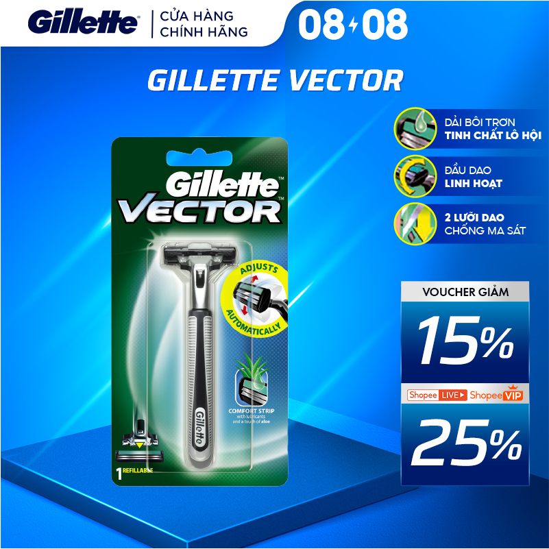 Dao Cạo Râu Gillette Vector - 1 Cán 1 Lưỡi Dao Cạo