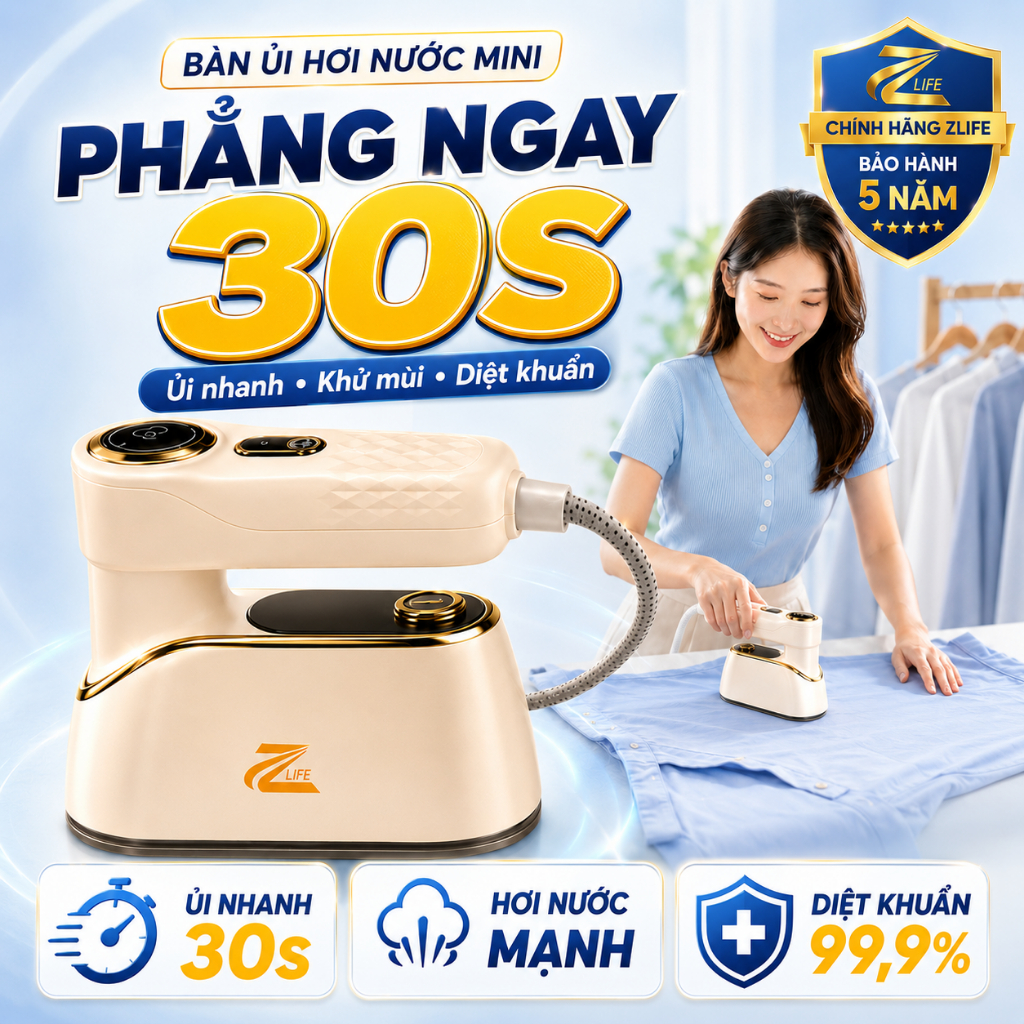Bàn Là Hơi Nước Cầm Tay Gấp Gọn Chính Hãng Zlife, Bàn Ủi Hơi Nước Mini Du Lịch Phù Hợp Mọi Loại Vải