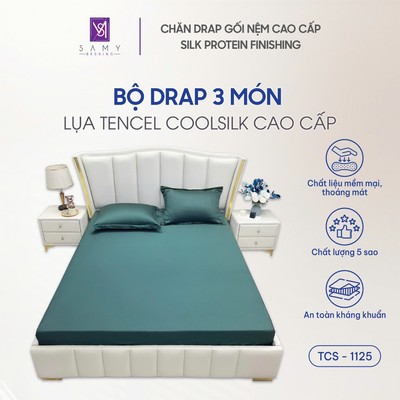 Bộ 3 Món Ga Giường Lụa Mát Lạnh Tencel Coolsilk SAMY BEDDING Đa Dạng Màu Sắc