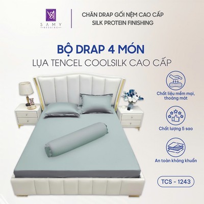 Bộ 4 Món Ga Giường Lụa Trơn Mát Lạnh Tencel Coolsilk SAMY BEDDING Đa Dạng Màu Sắc
