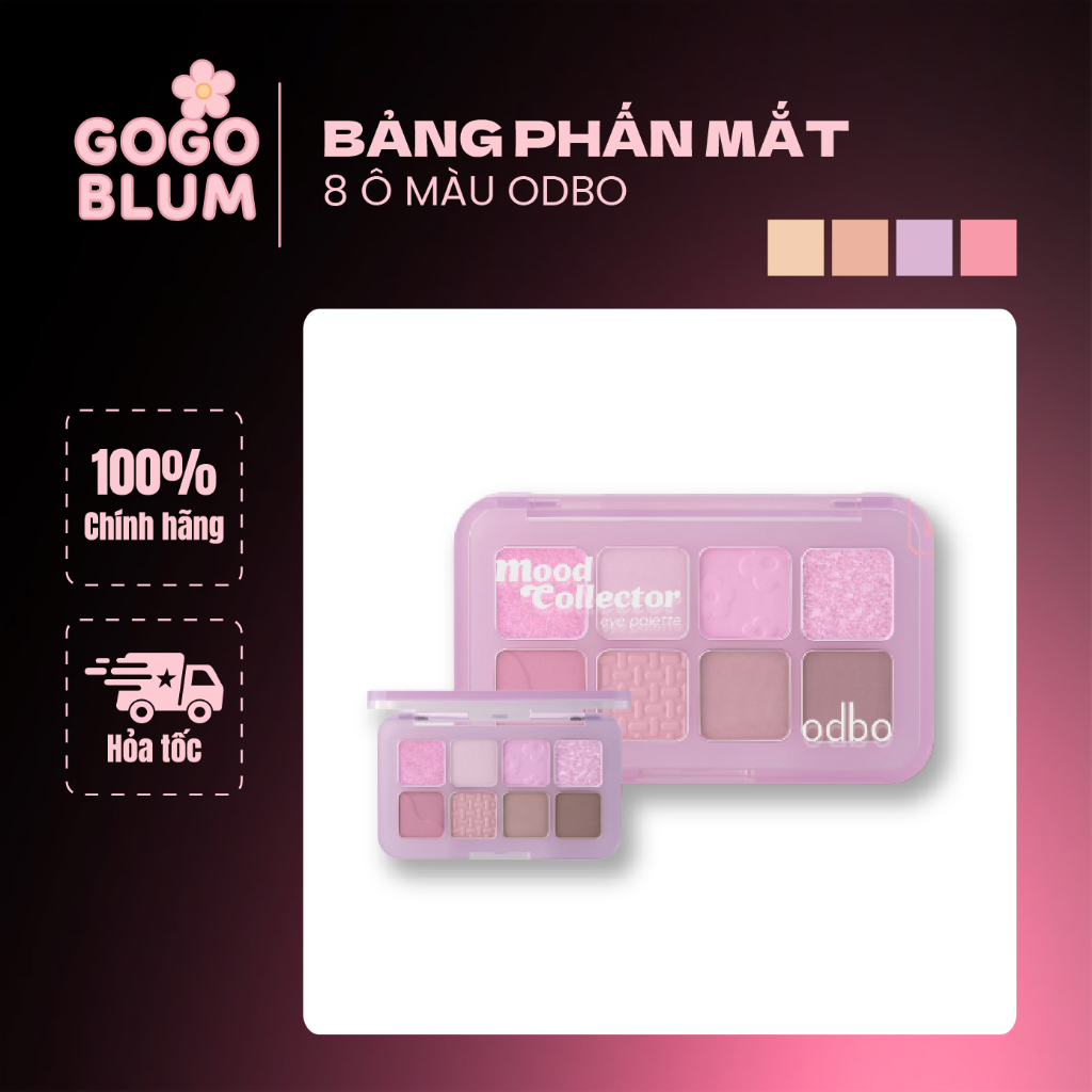 Bảng Phấn Mắt Và Má Hồng ODBO Mood Collector OD2030 Và Eye Blush Crush ODS04 Nhiều Tông Màu Dễ Dùng