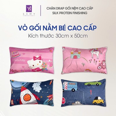 Vỏ Gối Nằm Em Bé Cao Cấp SAMY BEDDING Êm Ái Thoáng Mát An Toàn Cho Da
