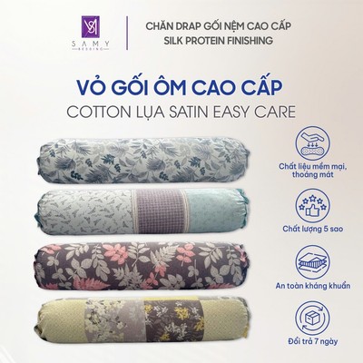 Vỏ Gối Ôm Cotton Lụa Satin cao cấp SAMY BEDDING Mềm Mại Thoáng Mát