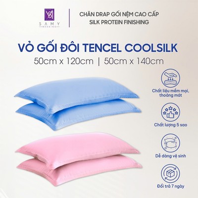 Vỏ Gối Đôi Trơn SAMY BEDDING Chất Liệu Lụa Tencel Coolsilk Cao Cấp Đa Dạng Màu Sắc (Giá 1 cái)