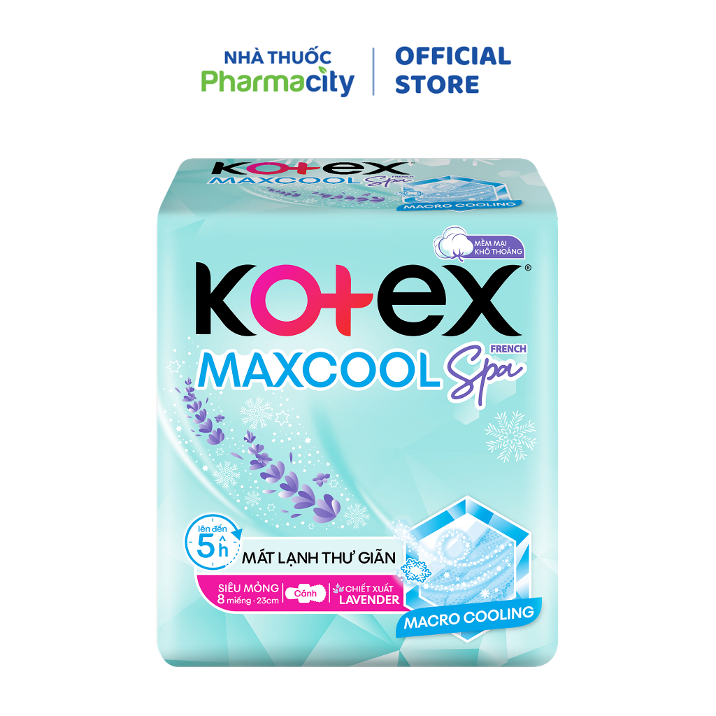 Băng vệ sinh Kotex Max Cool siêu mỏng cánh (gói 8 miếng)