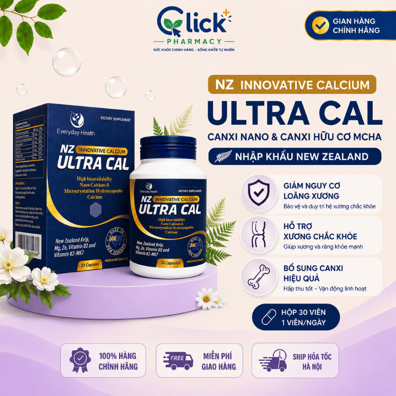 Viên Canxi Nano hữu cơ NZ Ultra Cal hỗ trợ xương khớp, chắc khỏe xương và giảm loãng xương