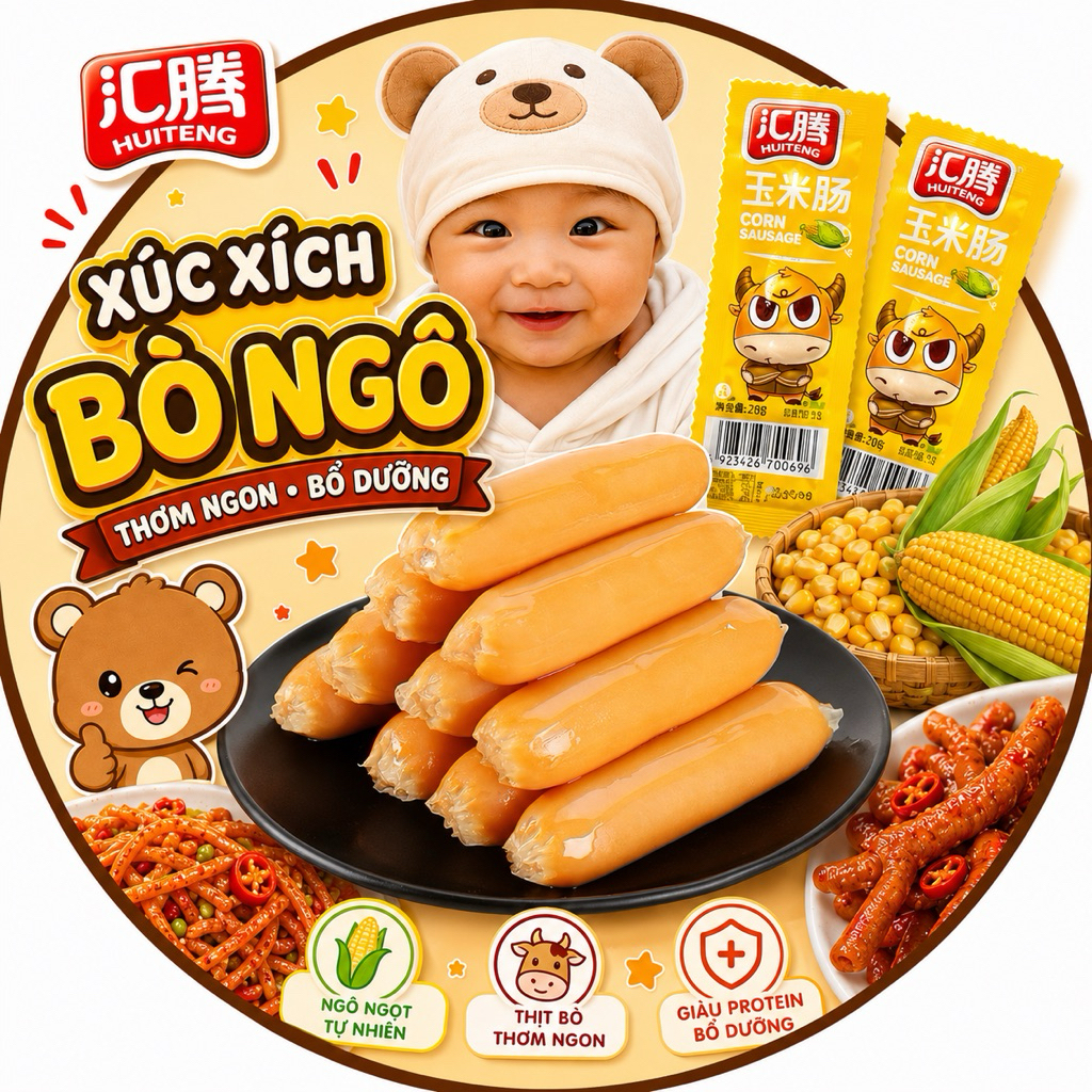 SỈ 1 THÙNG 300 CHIẾC XÚC XÍCH NGÔ CAY ĂN VẶT, XÚC XÍCH NGON NGỌT BÉ THÍCH