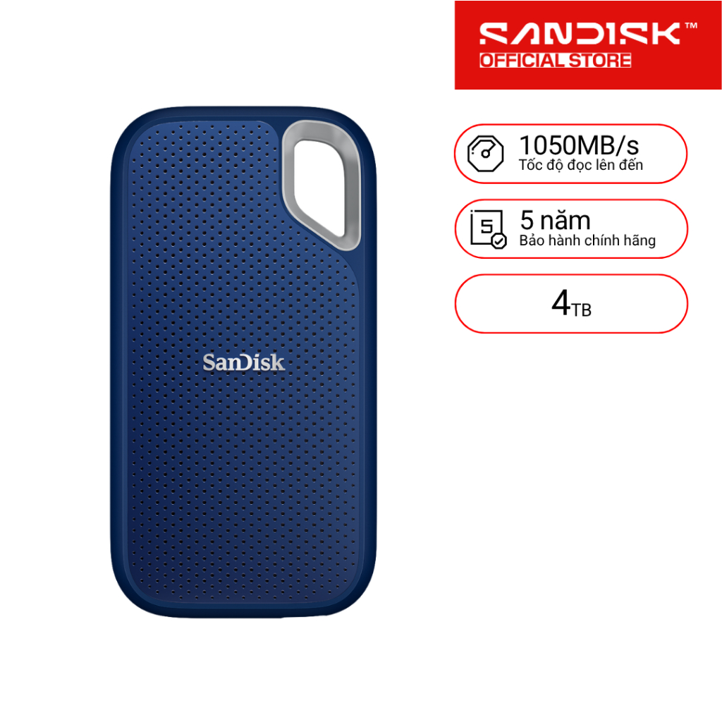 Ổ cứng di động SSD SanDisk Extreme Portable 4TB E61 Royal Blue upto 1050MB/s  - Bảo hành 5 năm