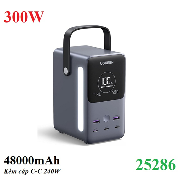 Pin sạc dự phòng 48000mAh công suất 300W hỗ trợ 5 cổng sạc Ugreen 25286/PB770 có màn hình