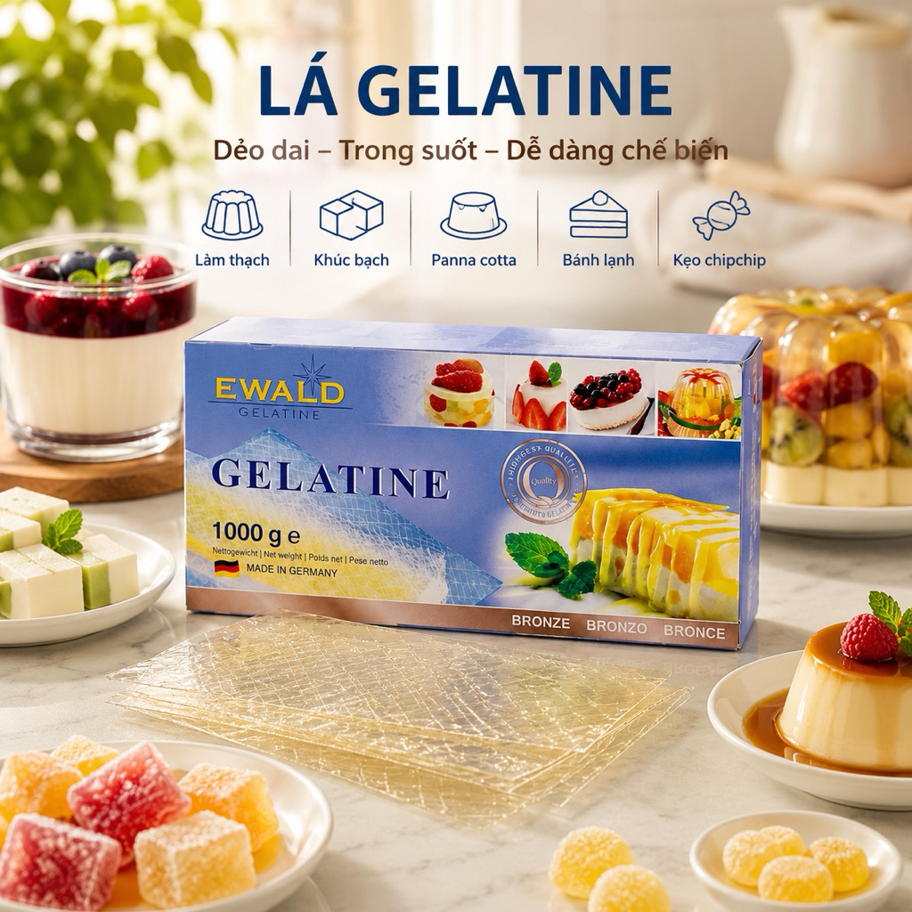 Lá Gelatine Đức 1kg / Lá Gelatin