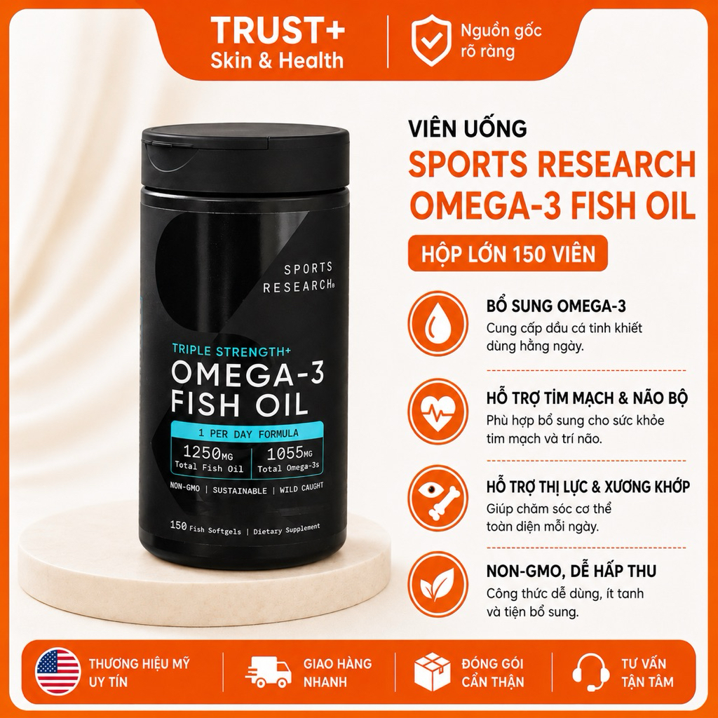 Dầu Cá Omega 3 Triple Strength Hàm Lượng Cao Của Mỹ 150 Viên