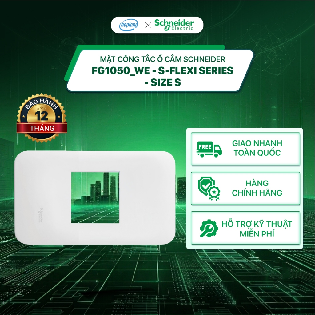 Mặt công tắc ổ cắm Schneider FG1050_WE - S-Flexi Series - Size M - Cho 1 thiết bị - Trắng