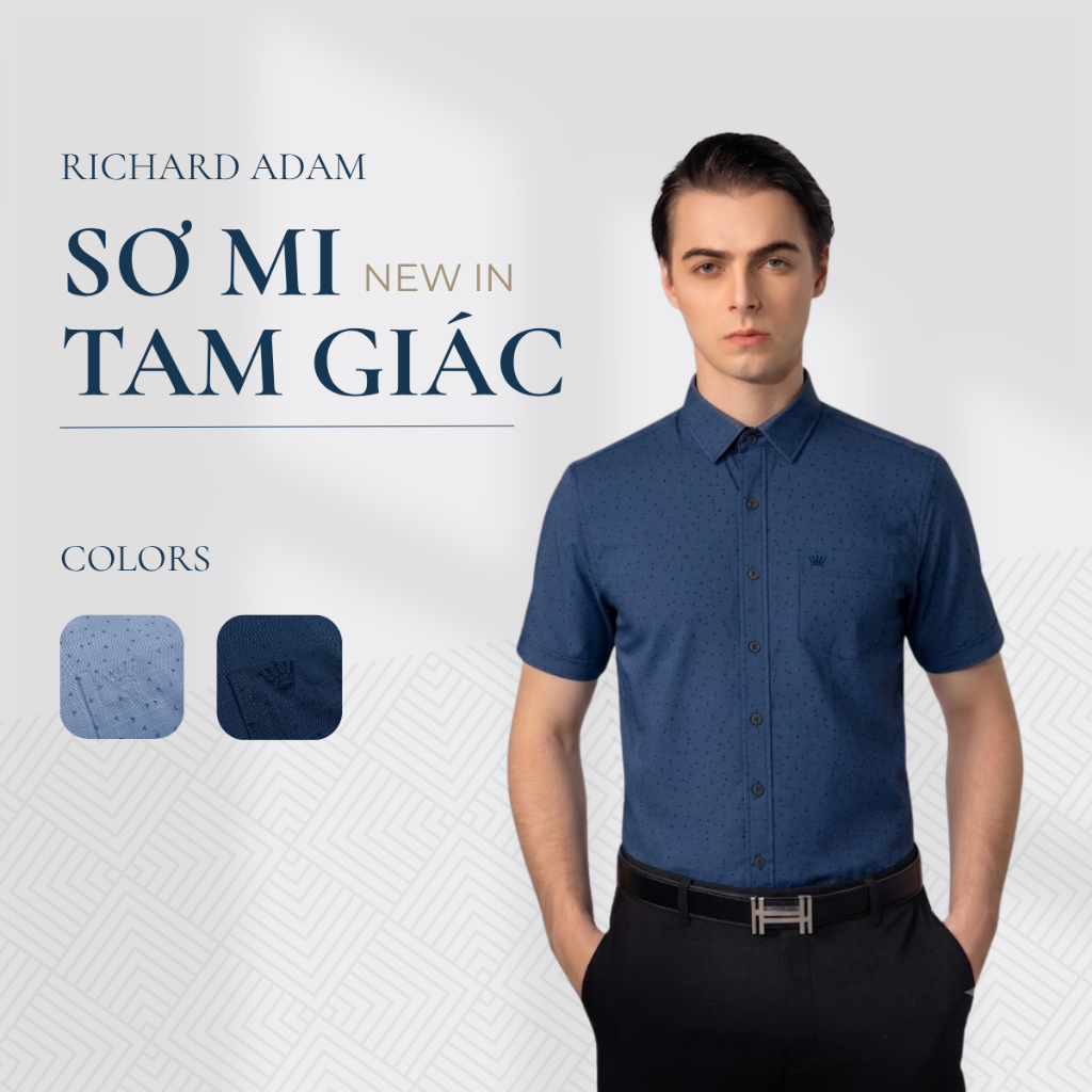 Áo Sơ Mi Cộc Tay Nam Richard Adam Cotton Cao Cấp, Mềm Mại, Hạn Chế Nhăn, Form Regular SM050626