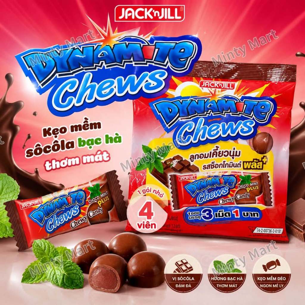 KẸO SOCOLA BẠC HÀ DYNAMITE CHEWS 125G