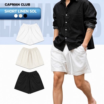 Quần short nam linen mùa hè SOL phom rộng CAPMAN CLUB, quần đùi nam trên gối rộng rãi trẻ trung thoải mái