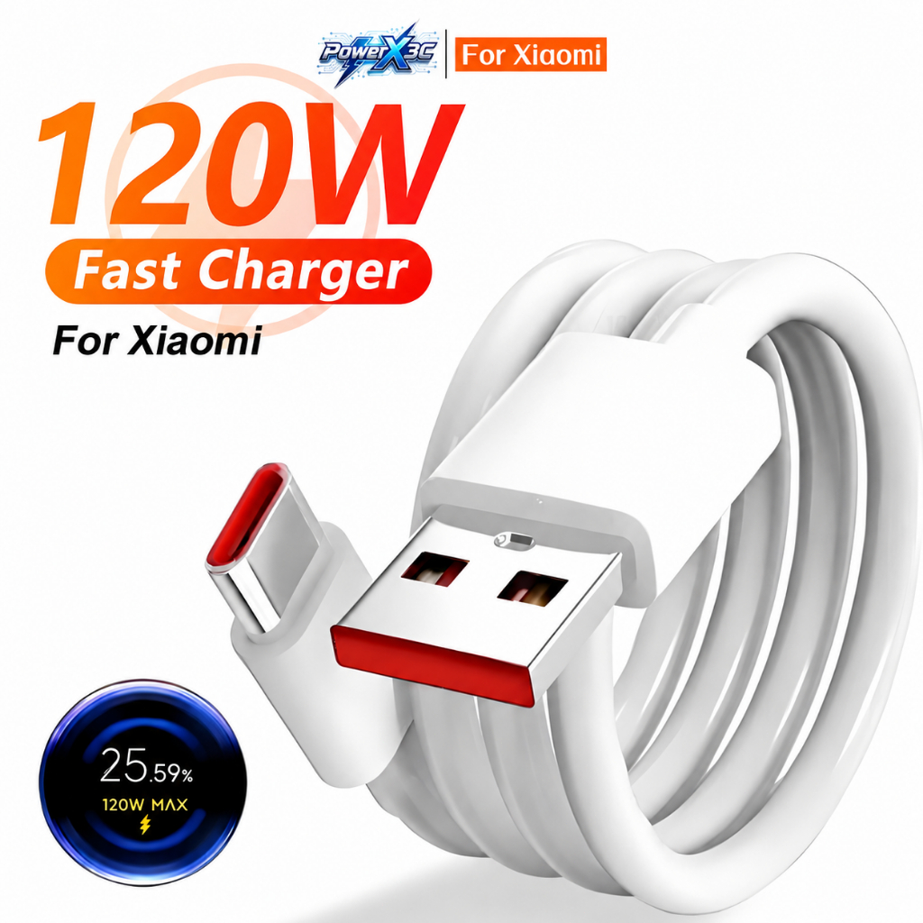 Cáp sạc nhanh USB Turbo 120W 6A 67W Type C HyperCharge dành cho Xiaomi 15/14/13/12/11,Redmi Note 14/