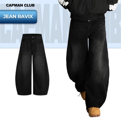 Quần dài nam denim RAVIX ống rộng CAPMAN CLUB, quần jean phom rộng trẻ trung thoải mái
