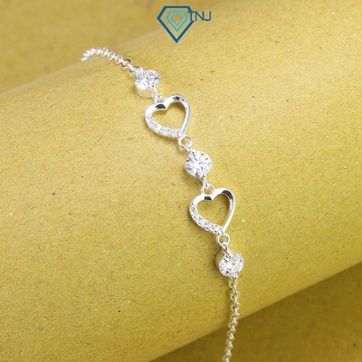Lắc tay Moissanite bạc nữ 5ly hình trái tim kèm thẻ tra cứu sang trọng LTNM0008 - Trang Sức TNJ