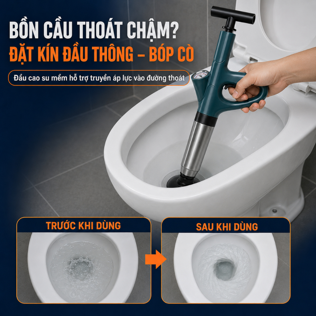 Súng Thông Tắc Bồn Cầu Khí Nén AGT 8kg MIFAN Bản Mới 2025 - Nhựa ABS Cao Cấp
