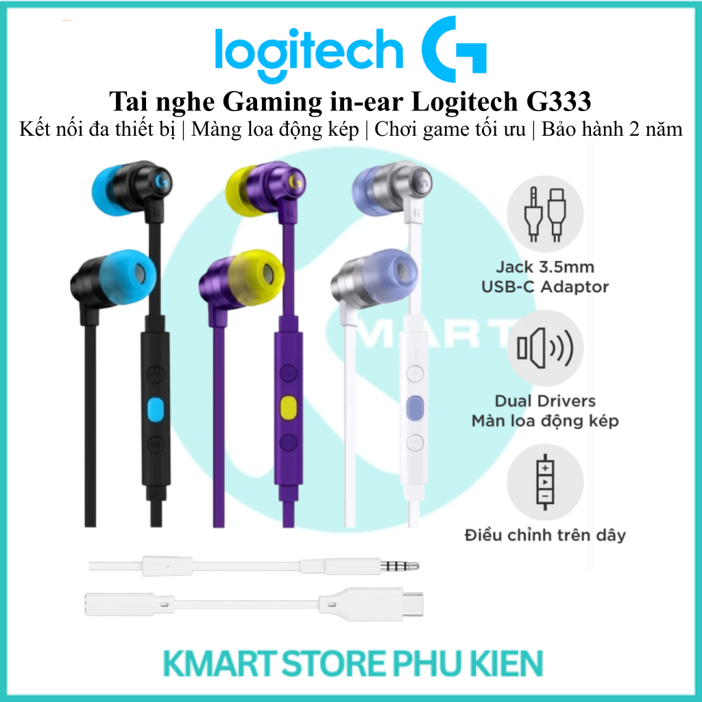 Tai nghe Gaming in-ear Logitech G333 | Kết nối đa thiết bị | Màng loa động kép | Chơi game tối ưu | 