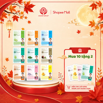 Combo 10 mặt nạ Dermal dưỡng da cao cấp Hàn Quốc tinh chất collagen, trắng da, ốc sên, trà xanh TẶNG 2 mặt nạ ngẫu nhiên