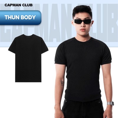 [OUTLET 40%] Áo thun nam ôm BODY slim fit CAPMAN CLUB, chất vải thun gân co giãn mịn mát, thích hợp mặc layer