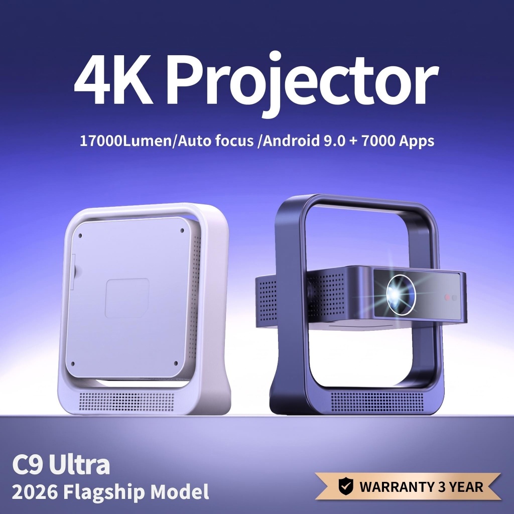 Máy Chiếu Mini FintexMax C9 Hỗ Trợ 4K, Di Động, Dùng Cho Gia Đình Văn Phòng Dạy Học Chơi Game Xem Ph