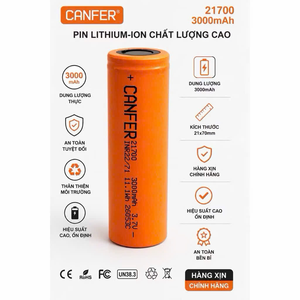 [Hàng chính hãng] Pin 21700 3.7V dung lượng đủ