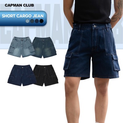 [OUTLET 50%] Quần short nam TÚI HỘP phom rộng trên gối CAPMAN CLUB, quần đùi nam jean trẻ trung thoải mái
