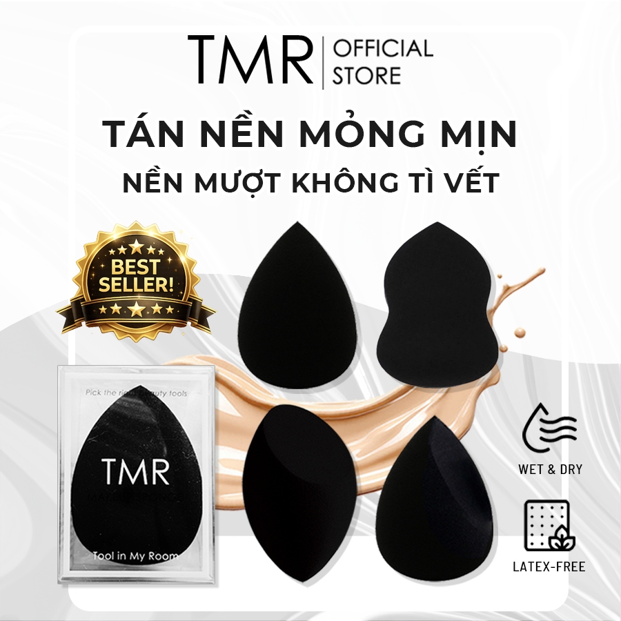 Mút Trang Điểm TMR Black chất liệu bông mút trang điểm tạo lớp nền căng bóng tự nhiên