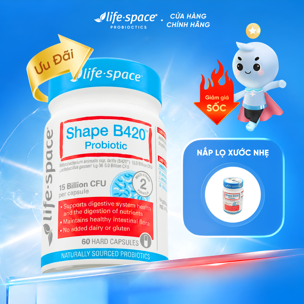 [Tem Mờ] Men Vi Sinh Life Space Shape B420 Probiotic 60 Viên Hỗ Trợ Cải Thiện Tiêu Hóa Và Vóc Dáng (