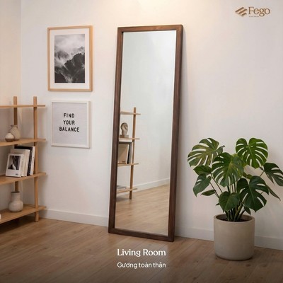 Gương Toàn Thân Viền Gỗ Fego- Gương Treo Tường / Gương Dựa Tường Khung Gỗ Cao 150cm/ 160cm